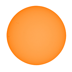 Image showing Sun with sunspots seen with telescope transparent background