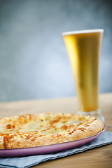 Image showing Pizza and beer