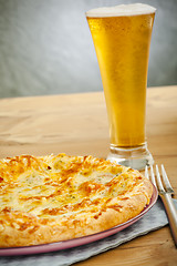 Image showing Pizza and beer