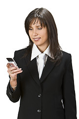 Image showing Checking the mobile phone