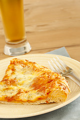 Image showing Pizza and beer
