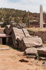 Image showing Famous ancient obelisks in city Aksum, Ethiopia