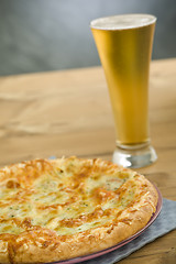 Image showing Pizza and beer