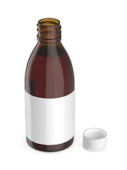 Image showing Open bottle with cough medicine syrup
