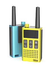 Image showing Two different colored handheld transceivers