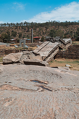 Image showing Famous ancient obelisks in city Aksum, Ethiopia