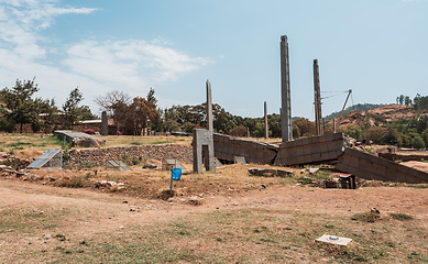 Image showing Famous ancient obelisks in city Aksum, Ethiopia