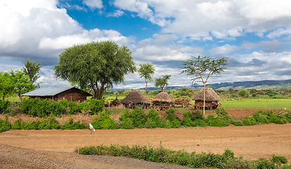 Image showing mountain landscape with farm, Ethiopia