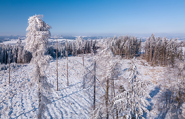 Image showing Aerial view of winter highland landscape