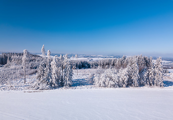 Image showing Aerial view of winter highland landscape