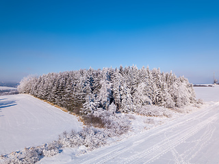 Image showing Aerial view of winter highland landscape