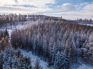 Image showing Aerial view of winter highland landscape