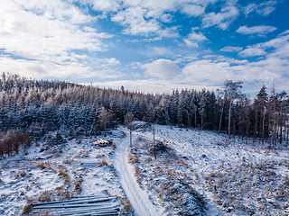 Image showing Aerial view of winter highland landscape