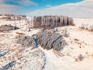 Image showing Aerial view of winter highland landscape