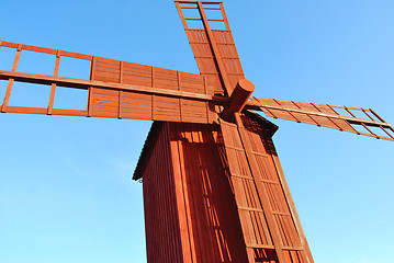 Image showing Red Wooden Windmill