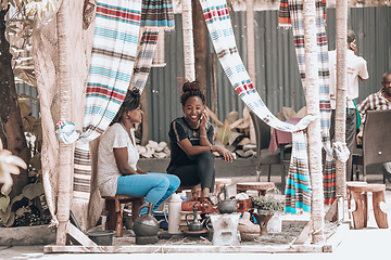 Image showing Women preparing traditional bunna coffee, Jinka, Ethiopia