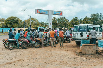 Image showing Young Ethiopian men, bikers, Jinka, Southern Nations Ethiopia, Africa