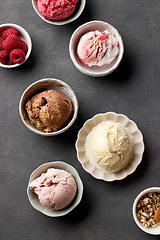 Image showing bowls of various ice creams