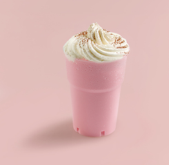 Image showing pink strawberry milkshake