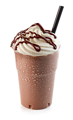 Image showing  chocolate milkshake in plastic take away cup