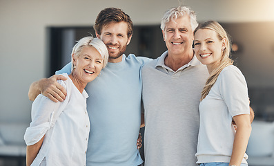 Image showing Real estate, senior parents or portrait of happy family with smile in new house, apartment or residence. Retirement, mature mom or father with loan, woman or proud man moving in property investment