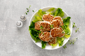 Image showing Chicken patties, cutlets, top down view