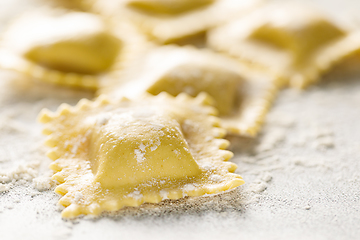 Image showing Cooking ravioli on a floured kitchen table