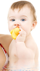 Image showing baby with duck