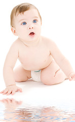 Image showing crawling baby boy in diaper