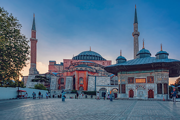 Image showing People behind Hagia Sophia or Ayasofya (Turkish), Istanbul, Turkey.