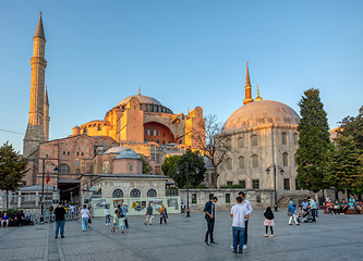 Image showing People behind Hagia Sophia or Ayasofya (Turkish), Istanbul, Turk