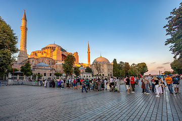 Image showing People behind Hagia Sophia or Ayasofya (Turkish), Istanbul, Turkey.