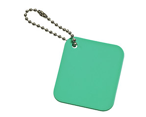 Image showing Green colored tag with chain