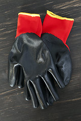 Image showing black rubberized gloves