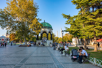 Image showing people resting in Sultan Ahmed park Istanbul, Turkey