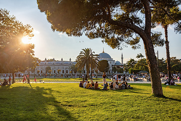 Image showing people resting in Sultan Ahmed park Istanbul, Turkey