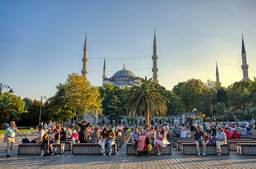 Image showing people resting in Sultan Ahmed park Istanbul, Turkey