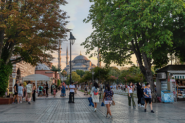 Image showing people resting in Sultan Ahmed park Istanbul, Turkey