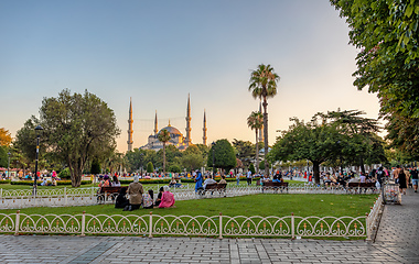 Image showing people resting in Sultan Ahmed park Istanbul, Turkey