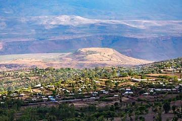 Image showing Highland landscape with houses, Ethiopia