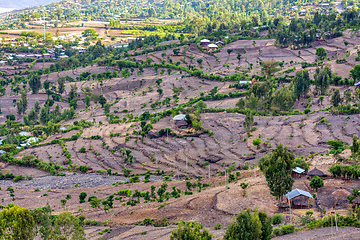 Image showing Highland landscape with houses, Ethiopia