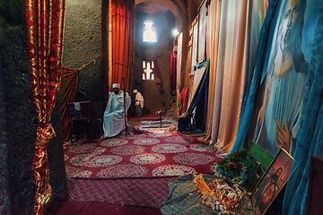 Image showing Monk in Lalibela churches, Ethiopia