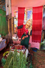 Image showing Women preparing traditional bunna coffee, Dembecha, Ethiopia