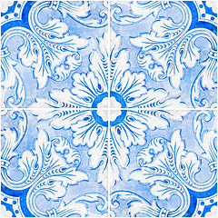 Image showing Traditional Portuguese glazed tiles