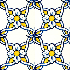 Image showing Traditional Portuguese glazed tiles