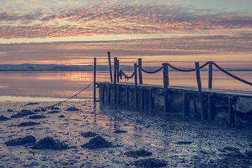 Image showing Sunrise of a wooden pier