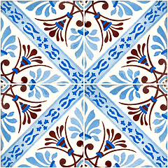 Image showing Traditional Portuguese glazed tiles