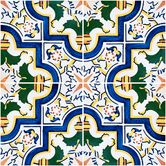 Image showing Traditional Portuguese glazed tiles