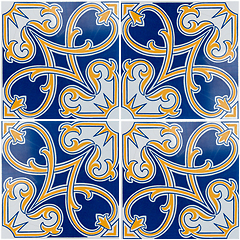 Image showing Traditional Portuguese glazed tiles