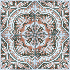 Image showing Traditional Portuguese glazed tiles